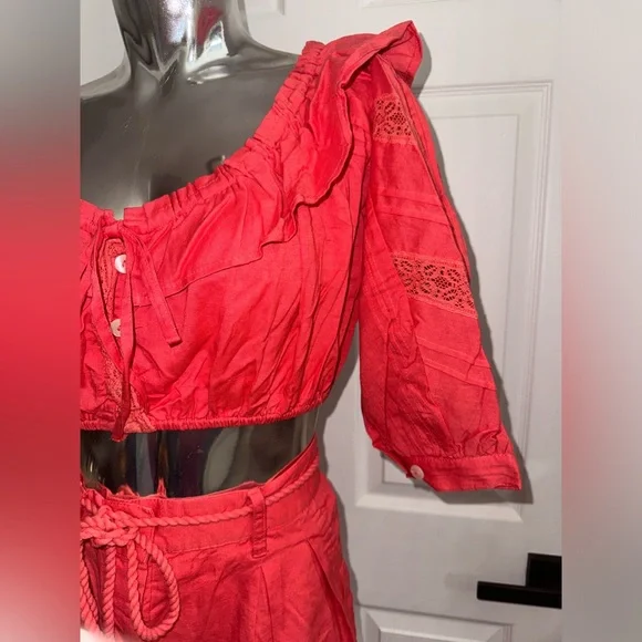 Free People Linen blend Crop Top & Pants Set small - Picture 16 of 16